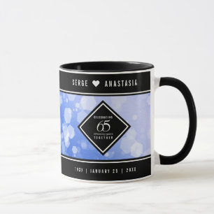 Elegant 65th Blue Sapphire Wedding Anniversary Mug