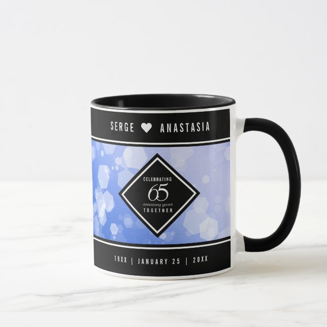 Elegant 65th Blue Sapphire Wedding Anniversary Mug (Right)