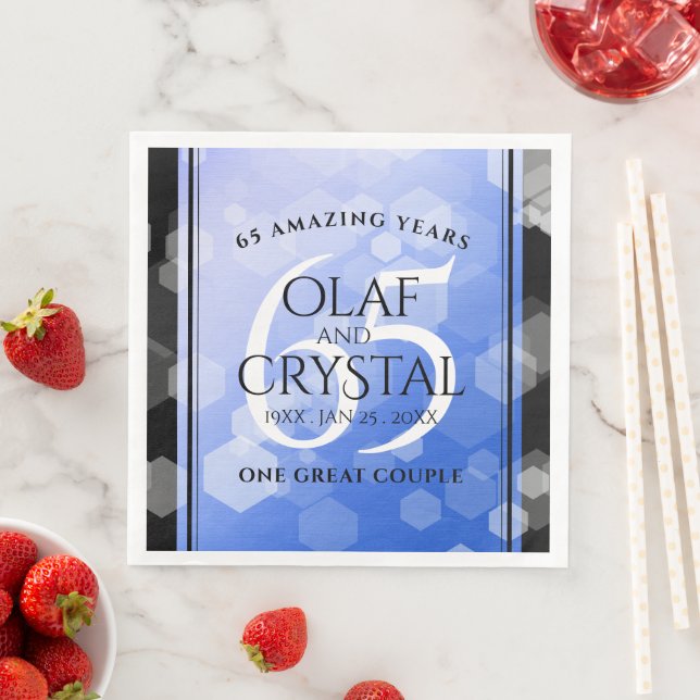 Elegant 65th Blue Sapphire Wedding Anniversary Napkin (Insitu)