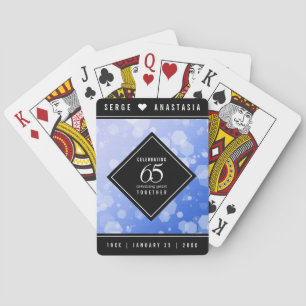Elegant 65th Blue Sapphire Wedding Anniversary Playing Cards