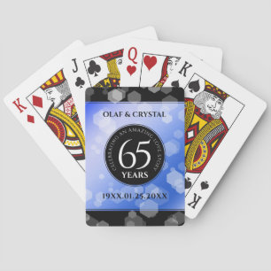 Elegant 65th Blue Sapphire Wedding Anniversary Playing Cards