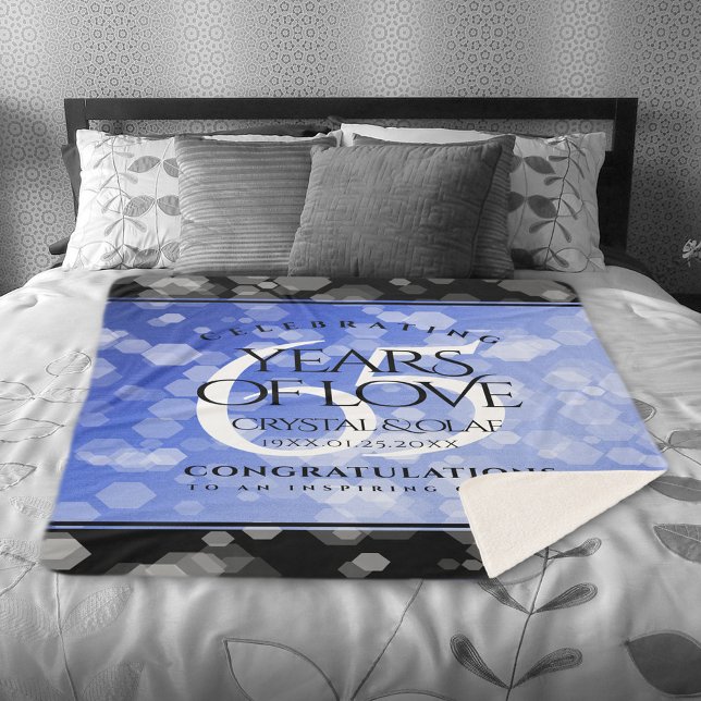 Elegant 65th Blue Sapphire Wedding Anniversary Sherpa Blanket (Elegant 65th Blue Sapphire Wedding Anniversary Sherpa Fleece Blanket Cover Photo.)