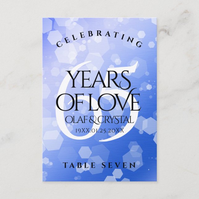 Elegant 65th Blue Sapphire Wedding Anniversary Thank You Card (Front)