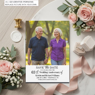Elegant 65th Wedding Anniversary Photo Save The Date