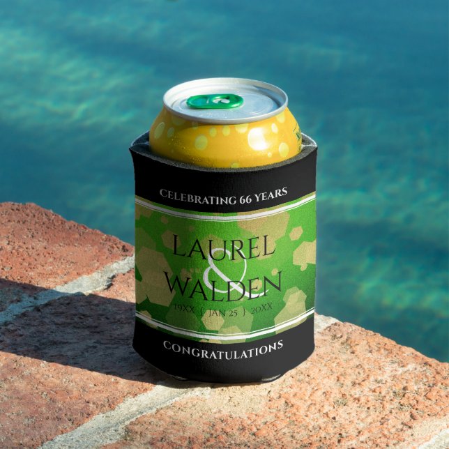 Elegant 66th Titanite Wedding Anniversary Can Cooler (In Situ Pool)