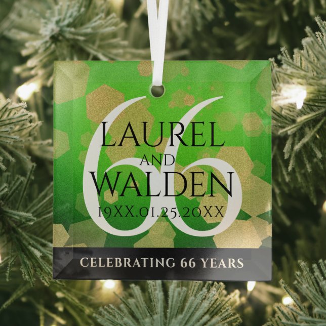 Elegant 66th Titanite Wedding Anniversary Glass Tree Decoration (Insitu)