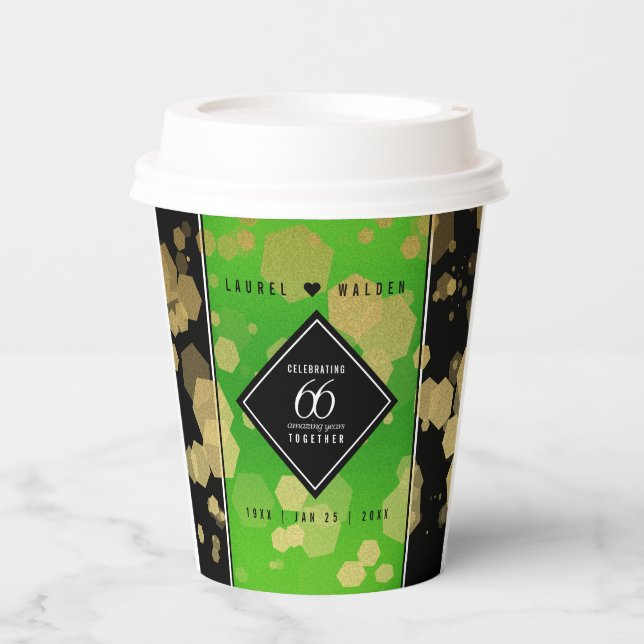 Elegant 66th Titanite Wedding Anniversary Paper Cups (Front)