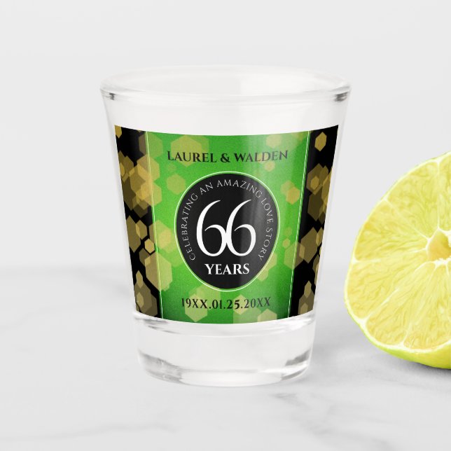 Elegant 66th Titanite Wedding Anniversary Shot Glass (Front)