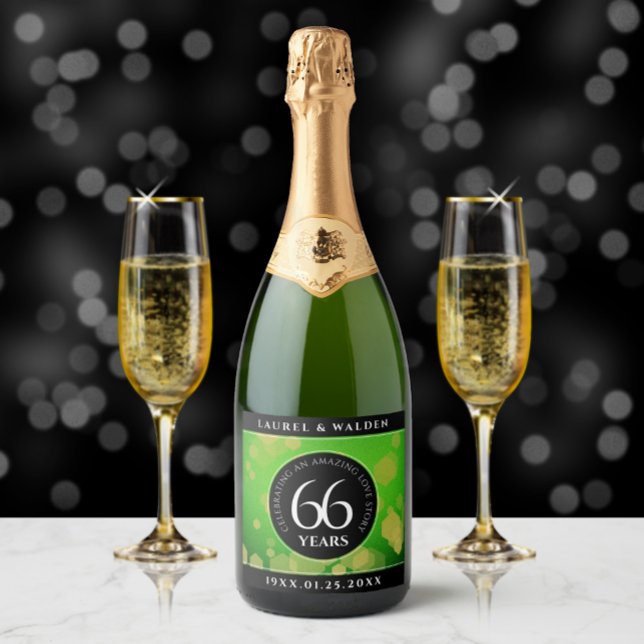 Elegant 66th Titanite Wedding Anniversary Sparkling Wine Label (Creator Uploaded)