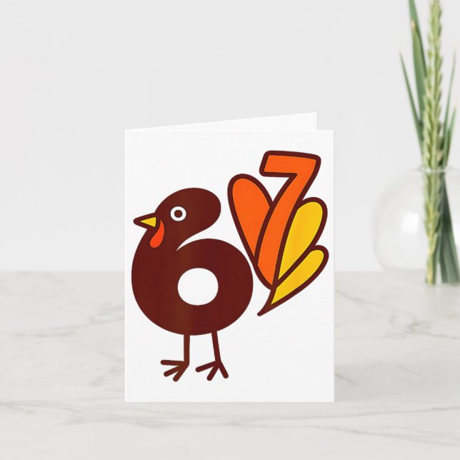 Elegant 67 Turkey Bird Six Seven Silhouette Fall S Card (Front)