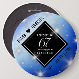 Elegant 67th  Star Sapphire Wedding Anniversary 6 Cm Round Badge