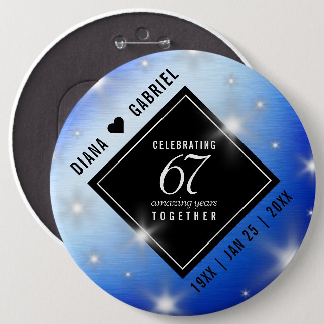 Elegant 67th  Star Sapphire Wedding Anniversary 6 Cm Round Badge (Front & Back)