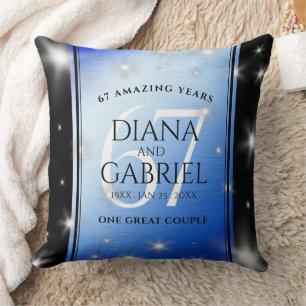Elegant 67th Star Sapphire Wedding Anniversary Cushion