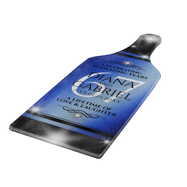 Elegant 67th Star Sapphire Wedding Anniversary Cutting Board (Corner)