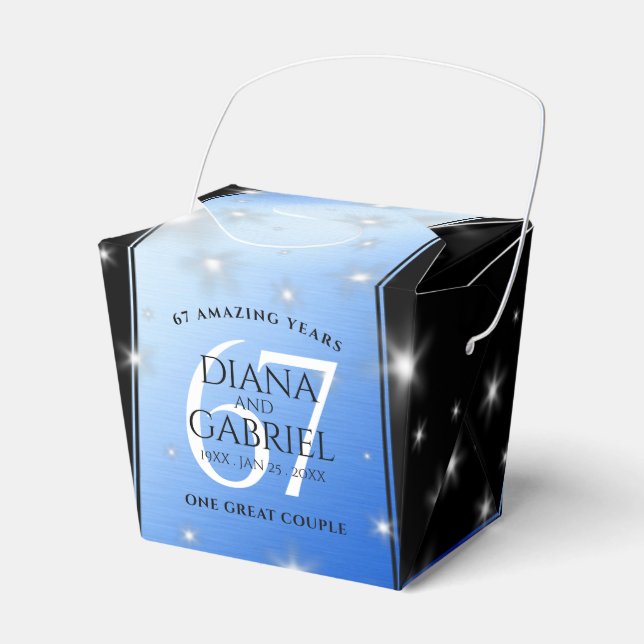 Elegant 67th Star Sapphire Wedding Anniversary Favour Box (Front Side)
