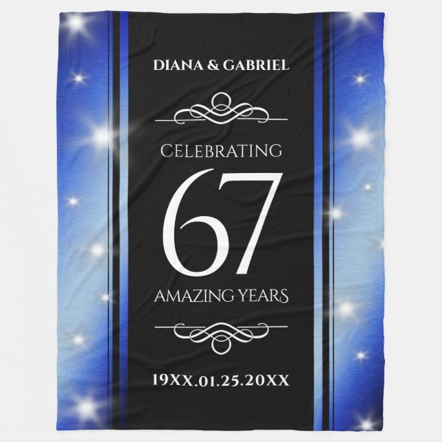 Elegant 67th Star Sapphire Wedding Anniversary Fleece Blanket (Front)