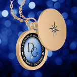 Elegant 67th Star Sapphire Wedding Anniversary Gold Plated Necklace<br><div class="desc">Celebrate the 67th wedding anniversary with this commemorative locket! Elegant black and white lettering with stylised stars twinkling on a sapphire blue background add a memorable touch for this special occasion and extraordinary milestone. Customise with couple's initials, a special message, and dates for their star sapphire anniversary. Design © W.H....</div>