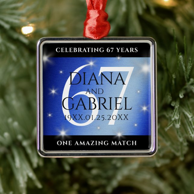 Elegant 67th Star Sapphire Wedding Anniversary Metal Tree Decoration (Tree)