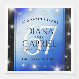 Elegant 67th Star Sapphire Wedding Anniversary Napkin
