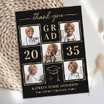 Elegant 6 Photo Black Gold Graduation Thank You Postcard<br><div class="desc">Introducing our exquisite personalised graduation thank you cards, the perfect way to express your gratitude and appreciation in style. Designed for the modern graduate, these cards feature a sleek and elegant layout adorned with a chic photo collage option, allowing you to showcase up to six of your favourite senior year...</div>