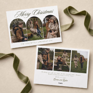 Elegant 6 Photo Collage Family Christmas Holiday Card