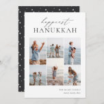 Elegant 6 Photo Collage Happiest Hanukkah Holiday Card<br><div class="desc">Share cheer with these modern Hanukkah holiday cards featuring 6 of your favourite photos in a grid collage layout. "Happiest Hanukkah" appears at the top in hand lettered calligraphy and classic serif lettering. Personalise with your family name and the year at the lower right.</div>