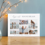 Elegant 6 Photo Collage Happiest Hanukkah Holiday Card<br><div class="desc">Share cheer with these modern minimal Hanukkah holiday cards featuring 6 of your favourite photos in a horizontal grid collage layout. "Happiest Hanukkah" appears at the top in hand lettered calligraphy and classic serif lettering. Personalise this elegant minimalist design with your family name and the year beneath.</div>