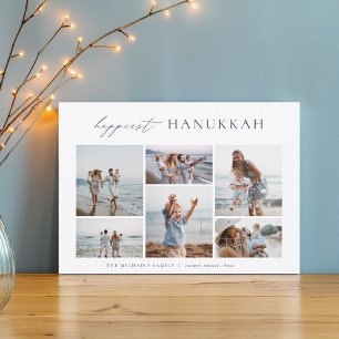 Elegant 6 Photo Collage Happiest Hanukkah Holiday Card