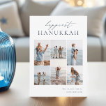 Elegant 6 Photo Collage Happiest Hanukkah Holiday Card<br><div class="desc">Share cheer with these modern Hanukkah holiday cards featuring 6 of your favourite photos in a grid collage layout. "Happiest Hanukkah" appears at the top in hand lettered calligraphy and classic serif lettering. Personalise with your family name and the year at the lower right.</div>