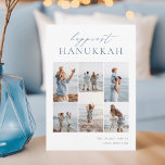 Elegant 6 Photo Collage Happiest Hanukkah Holiday Card<br><div class="desc">Share cheer with these modern Hanukkah holiday cards featuring 6 of your favourite photos in a grid collage layout. "Happiest Hanukkah" appears at the top in hand lettered calligraphy and classic serif lettering. Personalise with your family name and the year at the lower right.</div>