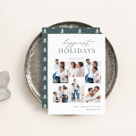 Elegant 6 Photo Collage Happiest Holiday Card<br><div class="desc">Share cheer with these modern holiday cards featuring 6 of your favourite photos in a grid collage layout. "Happiest Holidays" appears at the top in hand lettered calligraphy and classic serif lettering. Personalise with your family name and the year at the lower right.</div>