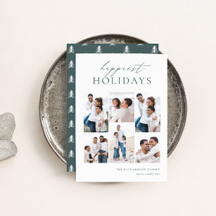 Elegant 6 Photo Collage Happiest Holiday Card