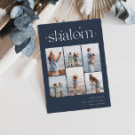 Elegant 6 Photo Collage Shalom Hanukkah Foil Holiday Card<br><div class="desc">Share cheer with these modern Hanukkah holiday cards featuring 6 of your favourite photos in a grid collage layout. "Shalom" appears at the top in silver foil connected lettering adorned with tiny stars. Personalise with your holiday greeting,  family name and the year at the lower right.</div>
