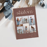 Elegant 6 Photo Collage Shalom Hanukkah Foil Holiday Card<br><div class="desc">Share cheer with these modern Hanukkah holiday cards featuring 6 of your favourite photos in a grid collage layout. "Shalom" appears at the top in rose gold foil connected lettering adorned with tiny stars. Personalise with your holiday greeting,  family name and the year at the lower right.</div>