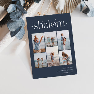 Elegant 6 Photo Collage Shalom Hanukkah Foil Holiday Card