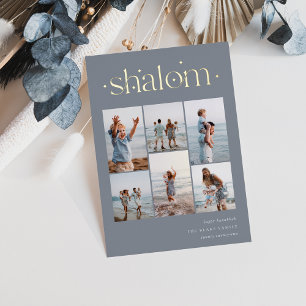 Elegant 6 Photo Collage Shalom Hanukkah Foil Holiday Card