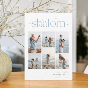 Elegant 6 Photo Collage Shalom Hanukkah Holiday Card