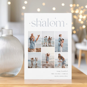 Elegant 6 Photo Collage Shalom Hanukkah Holiday Card