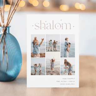 Elegant 6 Photo Collage Shalom Hanukkah Holiday Card