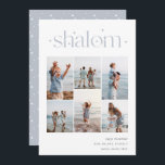 Elegant 6 Photo Collage Shalom Hanukkah Holiday Card<br><div class="desc">Share cheer with these modern Hanukkah holiday cards featuring 6 of your favourite photos in a grid collage layout. "Shalom" appears at the top in connected lettering adorned with tiny stars. Personalise with your holiday greeting,  family name and the year at the lower right.</div>