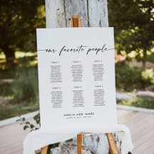 Elegant 6 Tables Favourite People Seating Chart
