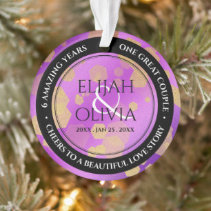 Elegant 6th 33rd 47th Amethyst Wedding Anniversary Ornament