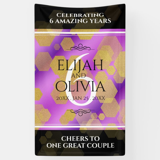 Elegant 6th Amethyst Wedding Anniversary Banner (Vertical)