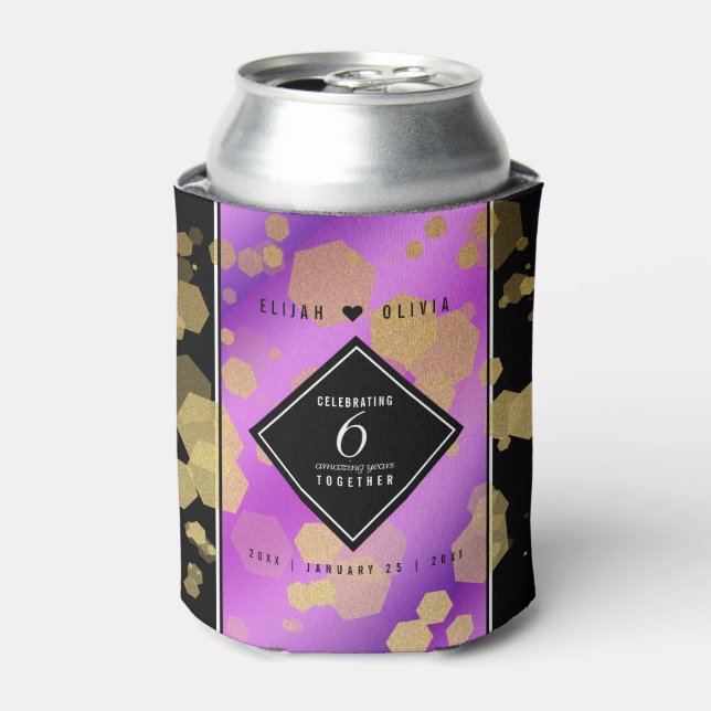 Elegant 6th Amethyst Wedding Anniversary Can Cooler (Can Front)