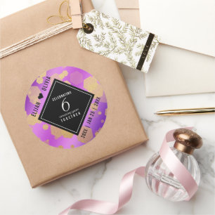 Elegant 6th Amethyst Wedding Anniversary Classic Round Sticker