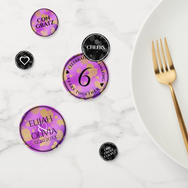 Elegant 6th Amethyst Wedding Anniversary Confetti (Group)