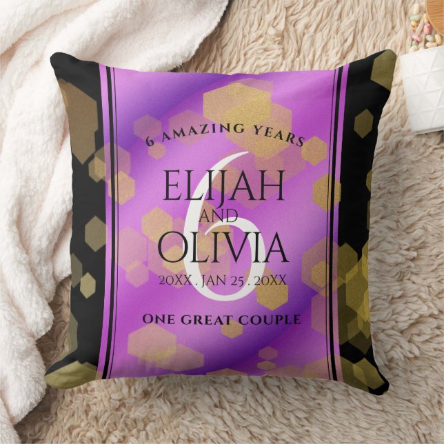 Elegant 6th Amethyst Wedding Anniversary Cushion (Blanket)