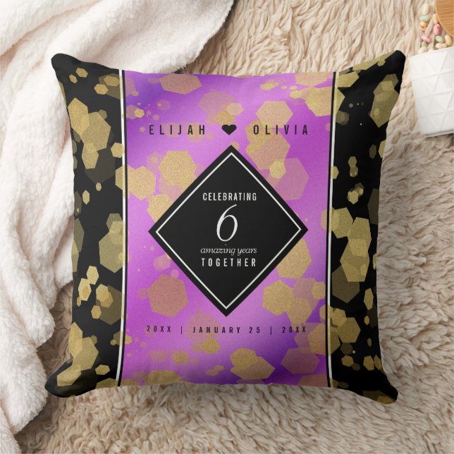 Elegant 6th Amethyst Wedding Anniversary Cushion (Blanket)