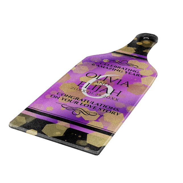 Elegant 6th Amethyst Wedding Anniversary Cutting Board (Corner)