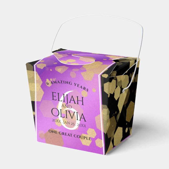 Elegant 6th Amethyst Wedding Anniversary Favour Box (Front Side)